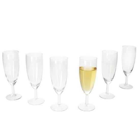 SOLAVIA Lot De 6 Flûtes à Champagne En Verre, Pied Noir, 180ml103 - Maison