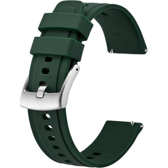 Bracelet de montre en silicone 20 mm motif fleurs