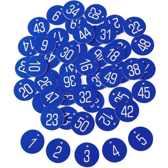 50 étiquettes Rondes Numérotées Pour Ruches - Plastique ABS, Trou 4mm, Apiculture (1-50, Blanc)