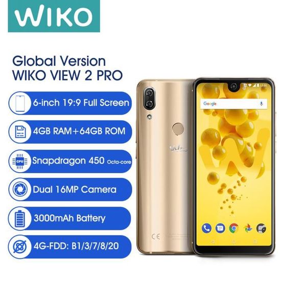 WIKO VIEW 2 PRO 4 + 64 Go - d'or