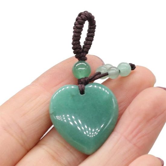 Pendentif Cœur En Aventurine Verte - Pierre Naturelle, Environ 2 Cm