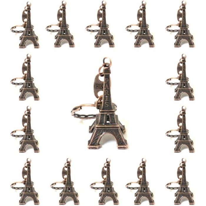 Lot de 50 porte-clé Tour Eiffel Pairs souvenir couleur cuivre ancien 4,5 x 2 cm cadeaux