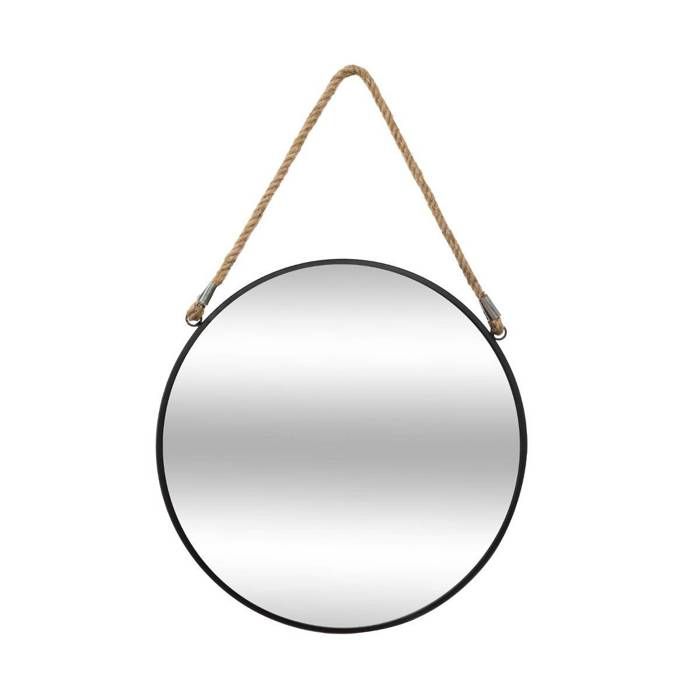 Miroir à corde Rond en métal - Noir - Ø 37 cm