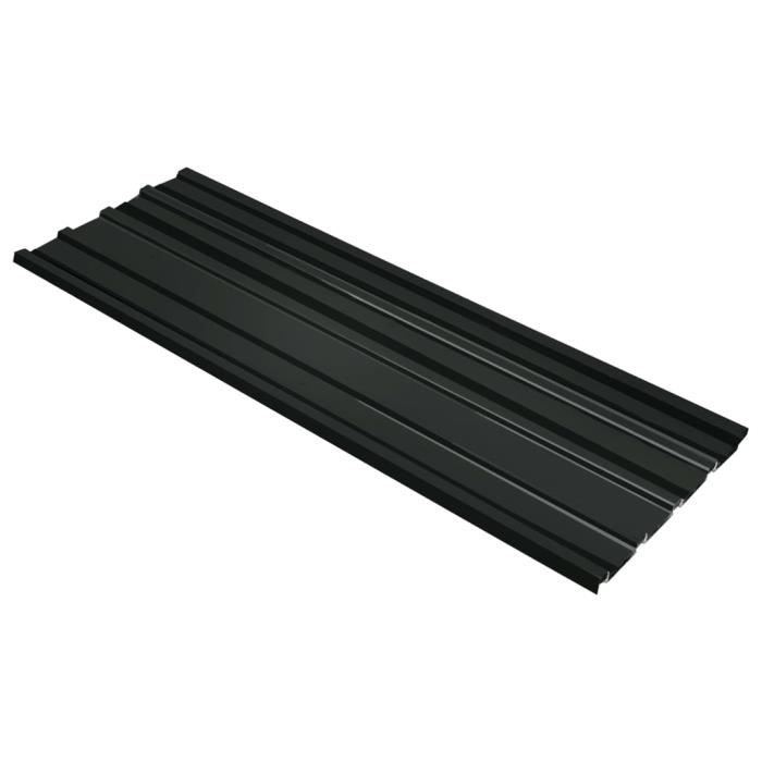 Panneaux de toiture 12 pcs en Acier galvanisé Anthracite