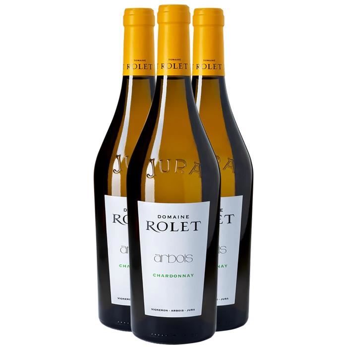 Arbois Chardonnay Blanc 2015 - Lot de 3x75cl - Domaine Rolet - Vin AOC Blanc du Jura - Cépage Chardonnay