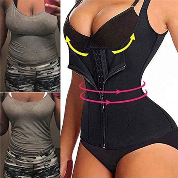 Ceinture de Sudation Femme,Réglable Ceinture Abdominale Zip,Plat Corset Minceur,pour sport,fitness,musculation,travail,noir,XXXL