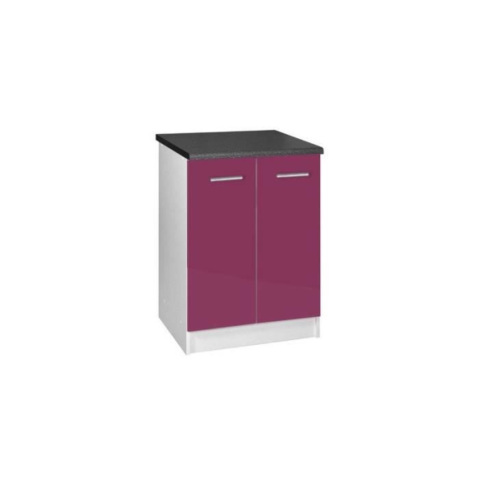 Meuble cuisine bas 80 cm 2 portes TARA aubergine