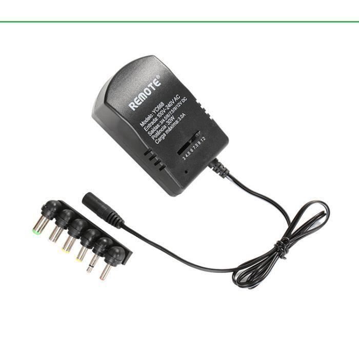 Adaptateur secteur réglable Adaptateur secteur adaptateur secteur DC 3-12V 30W Chargeur universel