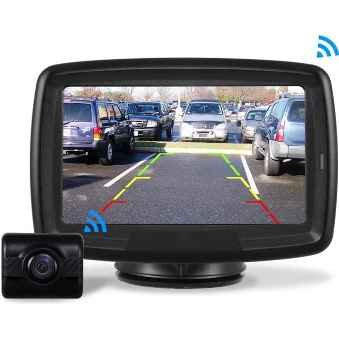 AUTO-VOX Caméra de Recul Sans Fil Numérique avec Bonne Vision Nocturne, Caméra Etanche IP68 avec 4.3’’ LCD Moniteur, DC 12V/24V TD-2
