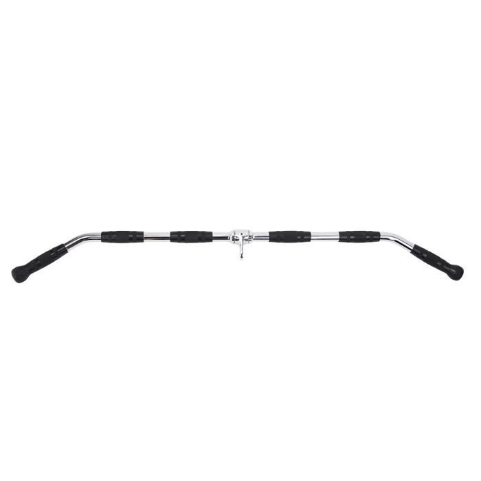 HMSPORT - Barre de traction pour poulie - Barre droite musculation - Poignées en caoutchouc - Barre tractions - Argent