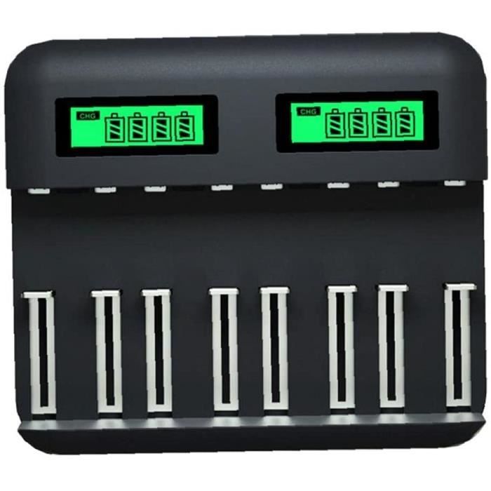 Chargeur de batterie intelligente 8 Slot USB Powered AA AAA C D Charge rapide avec écran LCD Pièces électroniques,621