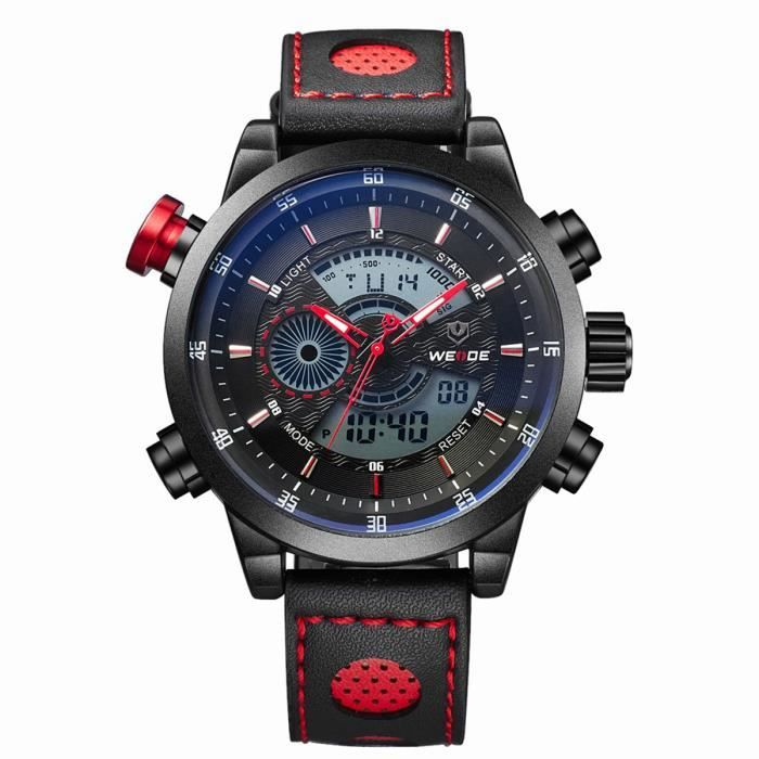 WEIDE WH-3401 Montre de Sport étanche LED numérique garçons Hommes(Noir + Rouge)