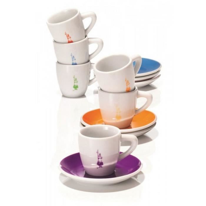 Bialetti - set de 6 tasses à café avec soucoupe - y0tz017