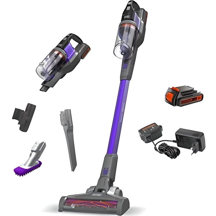 BLACK+DECKER BDPSE1815P-QW, Aspirateur Balai Powerseries sans Fil, 18 V, 1,5Ah, 2 Vitesses, 46 min d'Autonomie, BDPSE1815P-Q