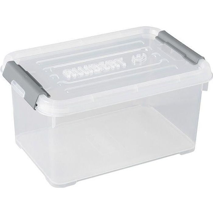 ALLIBERT Boîte de rangement Handy Plus - Clips gris - Couvercle transparent - 6 L