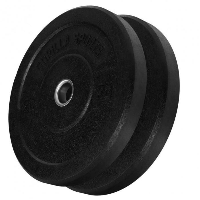 Gorilla Sports - Poids disques olympiques Hi Temp avec absorbeur de chocs - Noir - De 2,5 kg à 25 kg - Poids : 20 KG (2 x 10 KG)