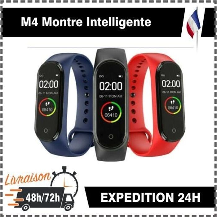 Montre connectee Sport M4 Smartwatch Bracelet intelligent frequence sante (Noir)