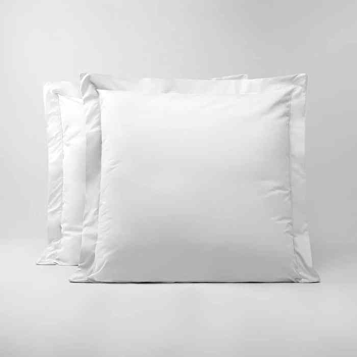 LINANDELLE - Lot de 2 taies d'oreillers coton percale 200 fils DESIREE - Blanc - 65x65 cm