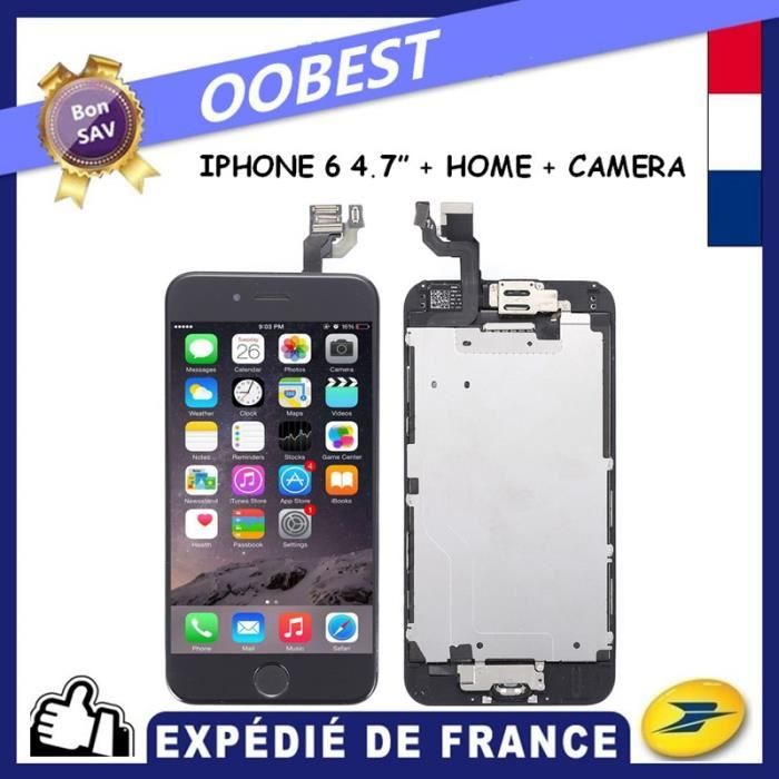 NOIR ECRAN LCD POUR IPHONE 6 COMPLET 4.7 + HOME CAMERA+ VITRE TACTILE CHASSIS