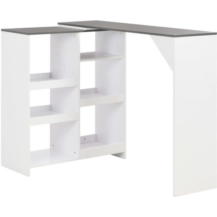 Table de bar Table de salle à manger avec tablette amovible Blanc 138 x 40 x 120 cm