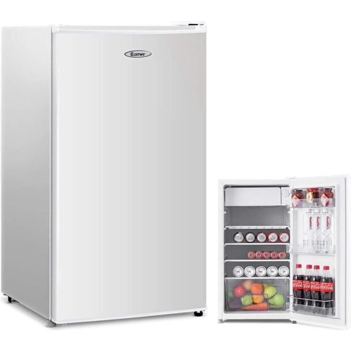 RELAX4LIFE Réfrigérateur 1 Porte 91L avec Thermostat à 7 Niveaux et Faible Bruit, Porte Réversible et Pieds Réglables, Blanc