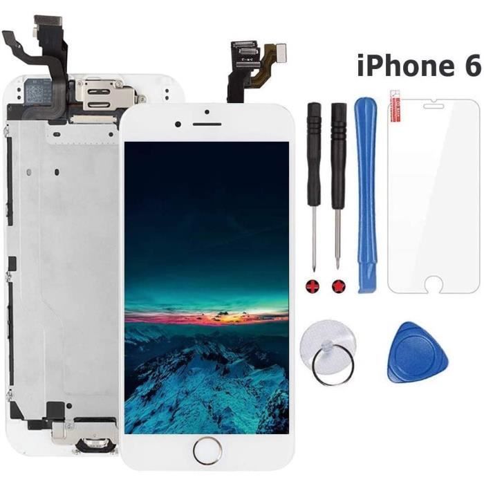 Ecran iPhone 6 LCD Vitre Tactile Complet sur Châssis pour iPhone 6 Blanc avec Outils