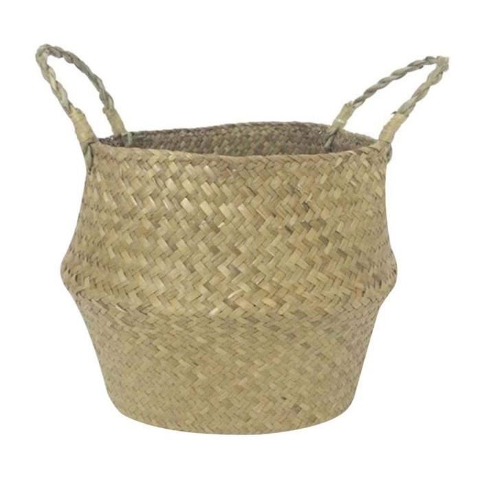 Panier de Rangement Osier Panier de Fleur Tresse Pliable Corbeille a Linge Sale Rond Osier 32 x 28cm