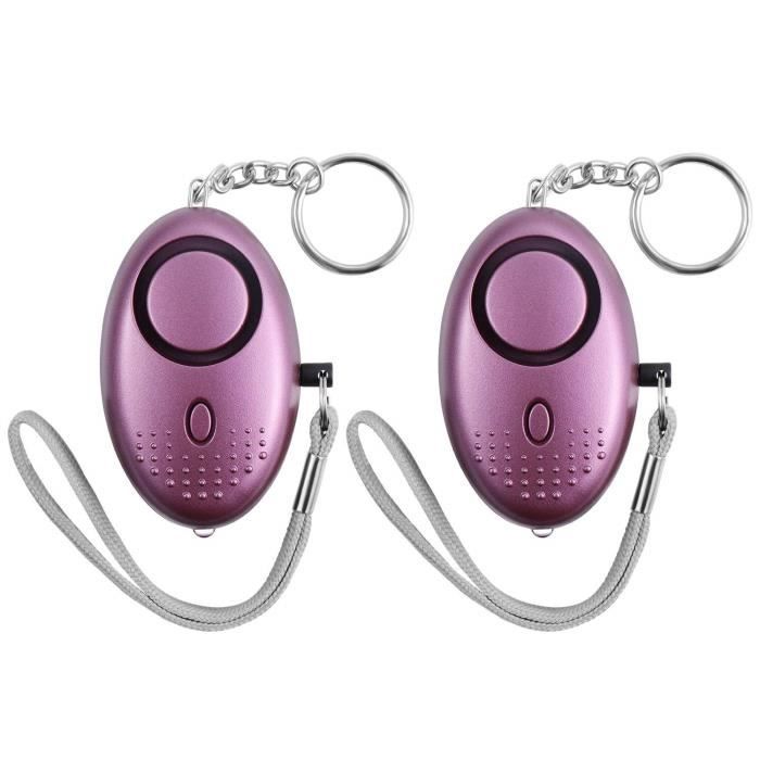 Sundix Alarme personnelle femmes 130DB Emergency Self-Defense Security Keychain LED lumière filles enfants âgés 2 Pack violet