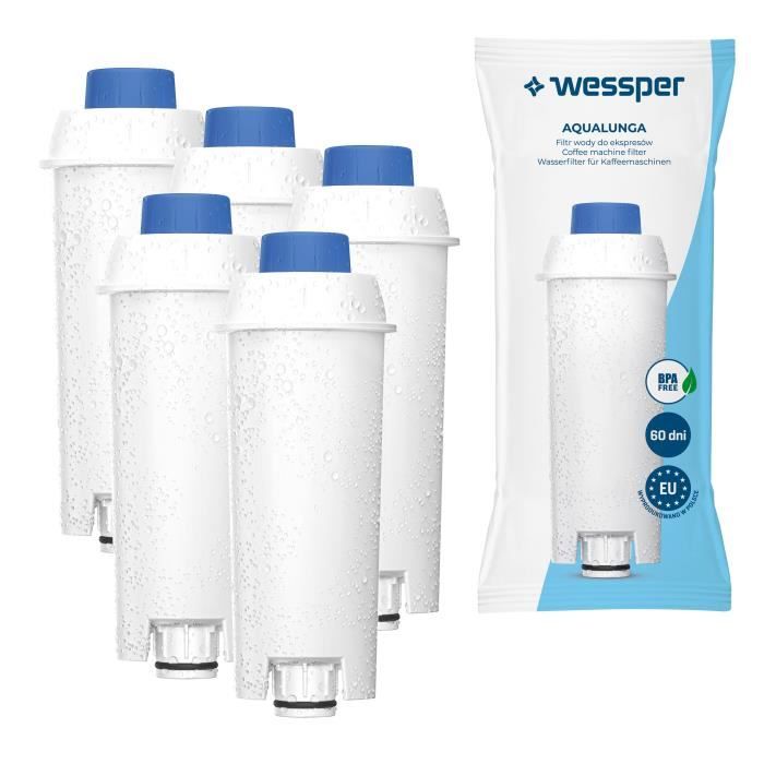 Wessper 5x Filtres à eau, pièces de rechange pour cafetiere DeLonghi ECAM Magnifica S 23.240.B