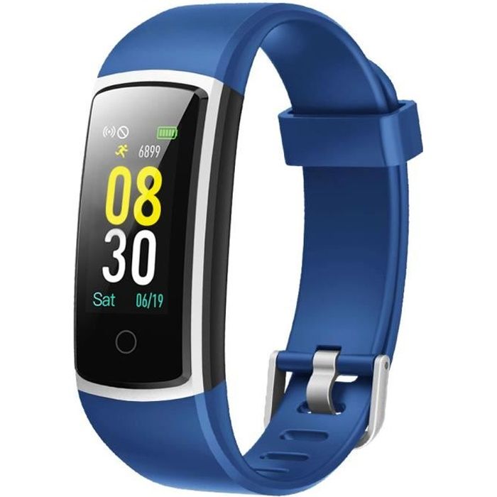 YAMAY Montre Connectée Homme Bracelet Connecté Tensiomètre Smartwatch Montre Sport Cardio Android iOS Etanche IP68 Bleu