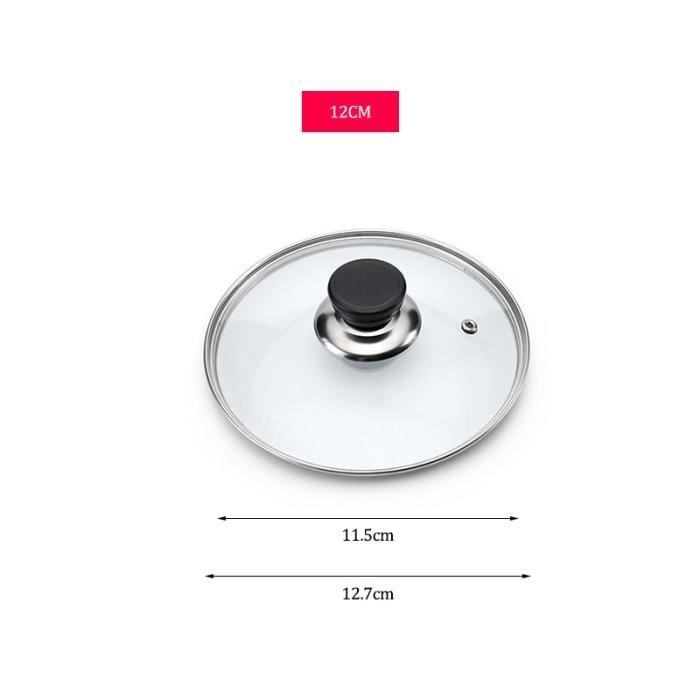 ITEM INFO 12CM -Couvercle en verre trempé pour ustensiles de cuisine,casserole ronde avec bouton,qualité supérieure