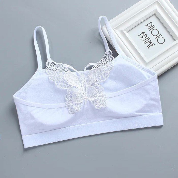 Crop Top Soutien-gorge Sans Armature Pour Fille - Blanc, Sans Couture, Idéal Sport Et Quotidien