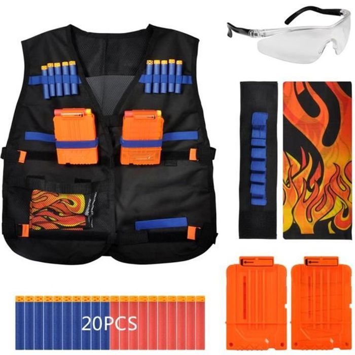 Gilet tactique réglable - Nerf N-Strike - Veste noire - Mixte - 8 ans