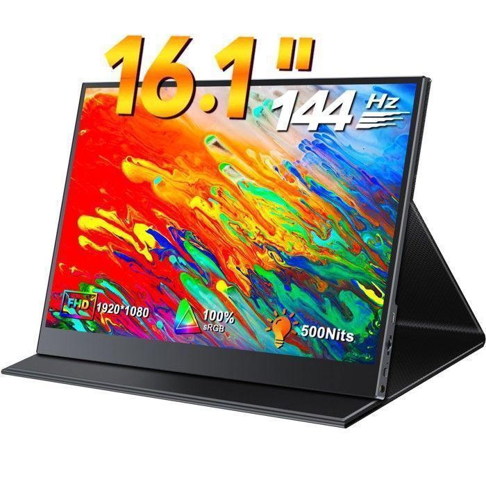 UPERFECT Écran portable 161 pouces 1080 Full HD 144HZ rapport de contraste 1200:1  luminosité 400cd/m²  100 % sRVB  13 ms