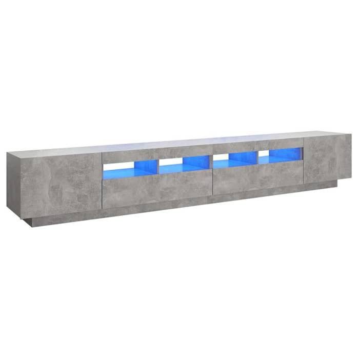 Armoire TV - Meuble TV - avec lumières LED - Gris béton 260x35x40 cm LL95348