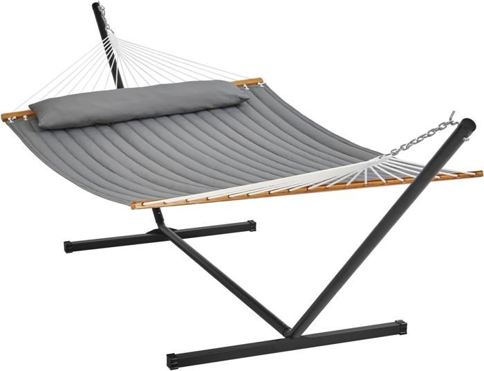 Hamac XXL Beige ML Design Avec Support Acier Réglable - Charge 250kg, Neuf
