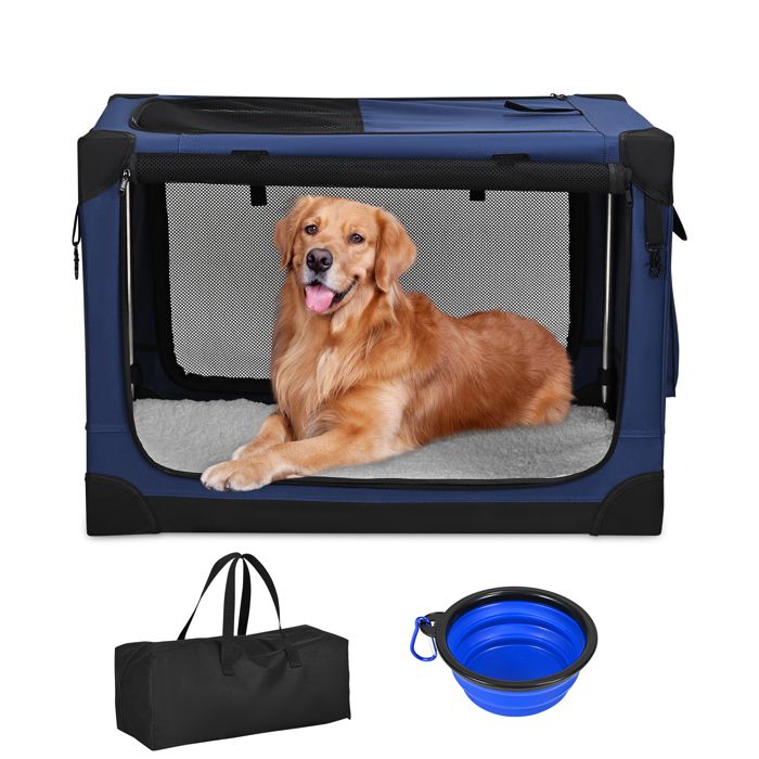 Comparer les prix de TTLIFE Sac de Transport Pliable pour Animaux, 90×64×64cm, Compagnie avec poignée Ouverture supérieure Tissu en Maille Capacité 40kg
