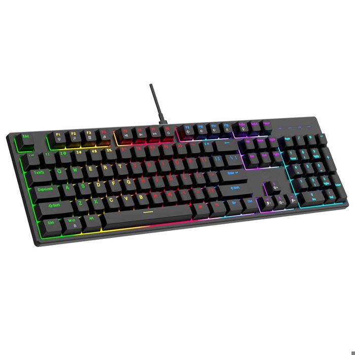 104 Touches – QWERTY – Clavier Gamer – Clavier Mécanique – Interrupteurs Bleus – 16 Effets de Rétroéclairage