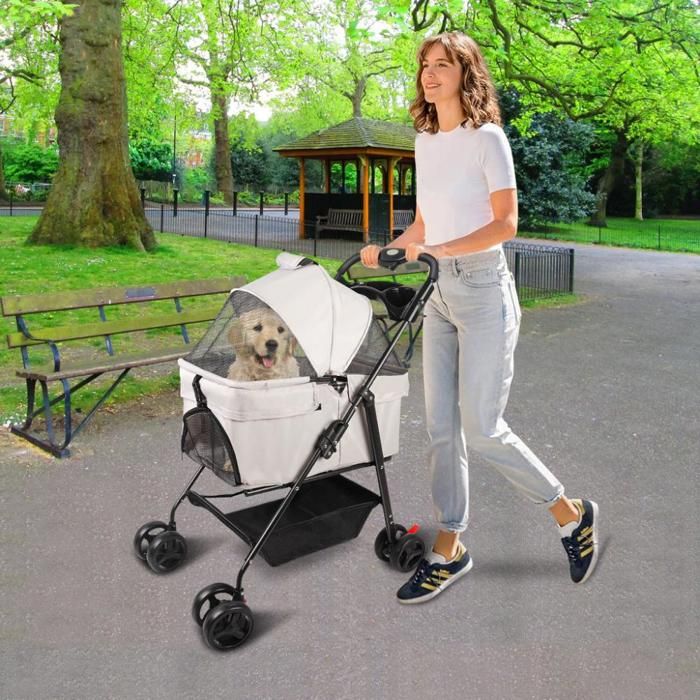 Meilleurs prix pour SUPFINE Poussette pliable pour animal de compagnie, Fenêtre en Filet, Poussette pour Petits Chiens et Chats, Jusqu'à 20 kg