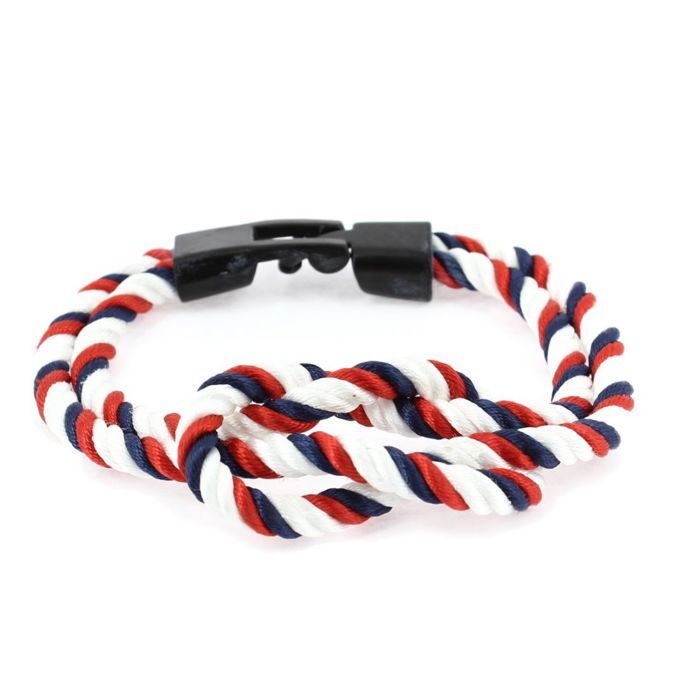 Clj Charles Le Jeune - Bracelet - Noeud marin corde - Marine rouge blanc pur - Synthétique - Contemporain - Nautique