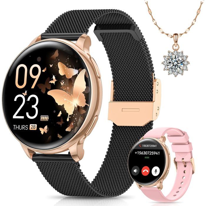Montre Connectée Femme Avec Appel Bluetooth 1.27 Hd Smartwatch Fonction Féminine 120+ Modes Sportifs 24H Fréquence Cardia[J29]