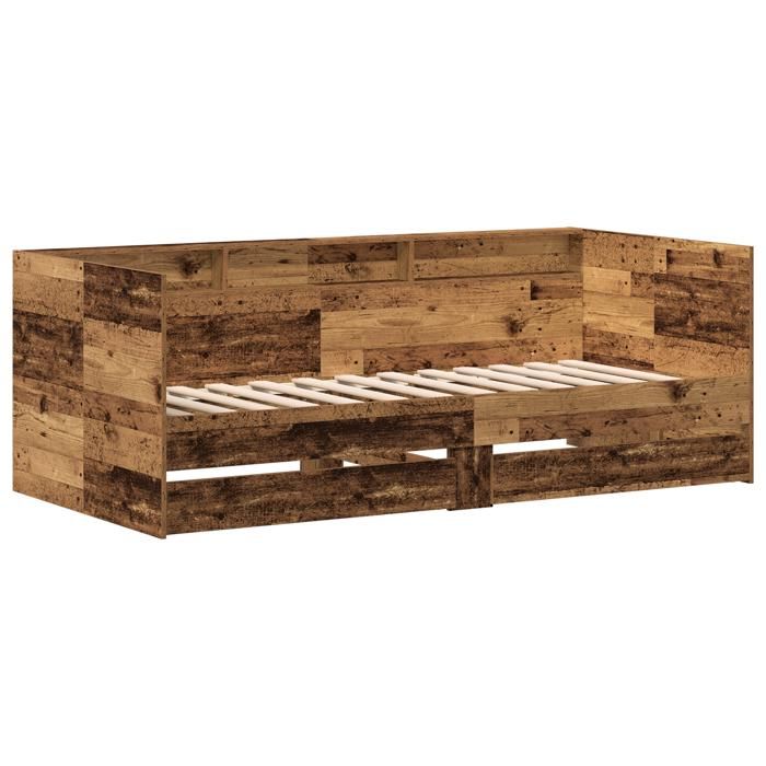 MMCZ Lit de jour/Canapé journée - Contemporain - avec tiroirs Bois ancien Bois dingénierie 90 x 200 cm@1246945@