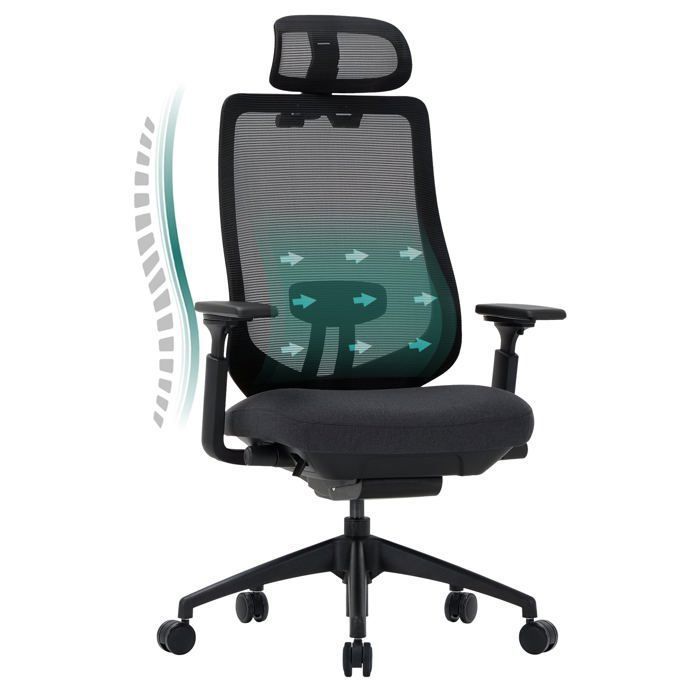 Chaise de bureau avec accoudoirs 4D et siège réglable avant-arrière