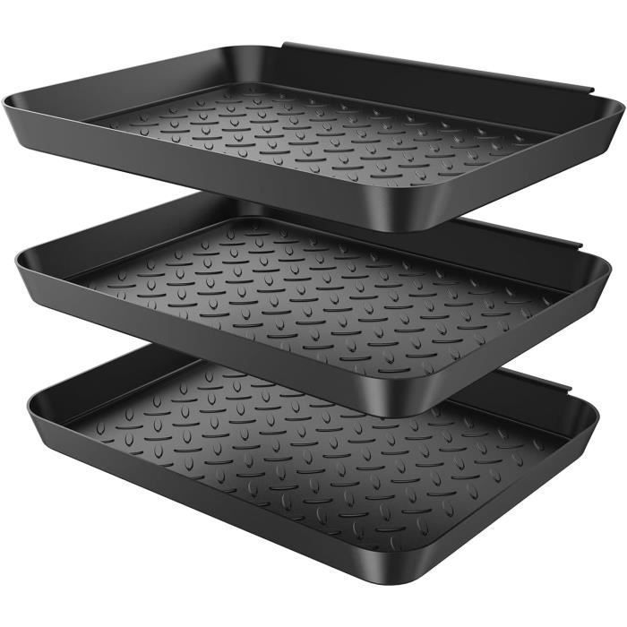 Bac à Chaussures - Non spécifié - 3 Bacs - Plastique - Noir - Durable et Pratique Noir Noir MEUBLE A CHAUSSURES