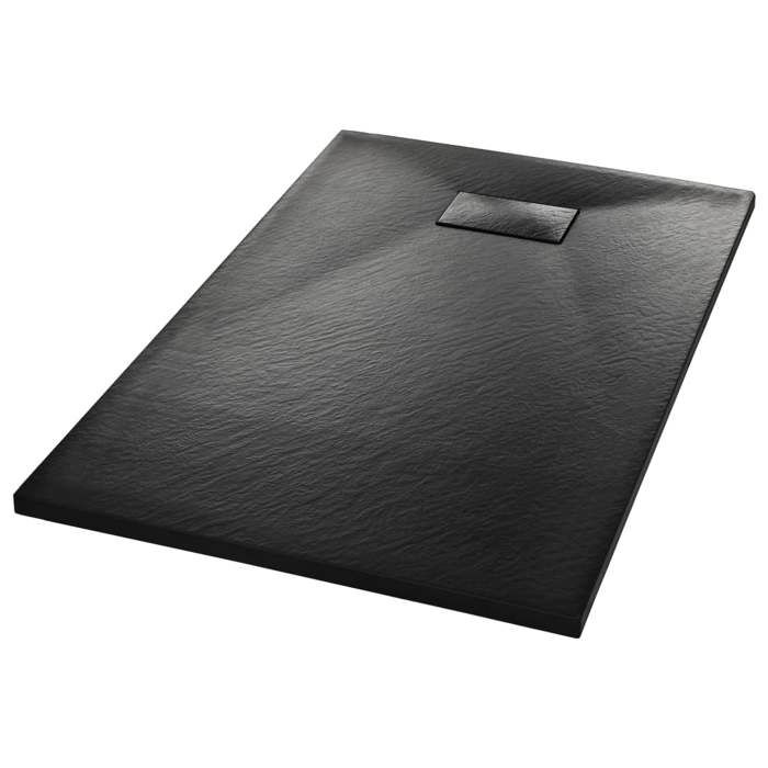 SWEETY Bac de douche Accessoires de salle de bain SMC Noir 100 x 80 cm FR143