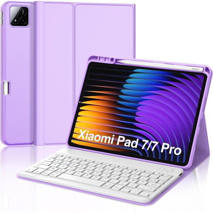 IVEOPPE Clavier Xiaomi Pad 7/7 Pro 11.2" - AZERTY Français, Rétroéclairé 7 Couleurs, Rose