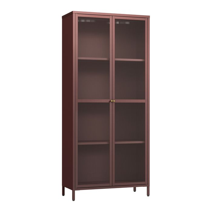 Armoire vitrée Säkylä acier verre 180 x 80 x 35 cm rouge bordeaux _x000D_