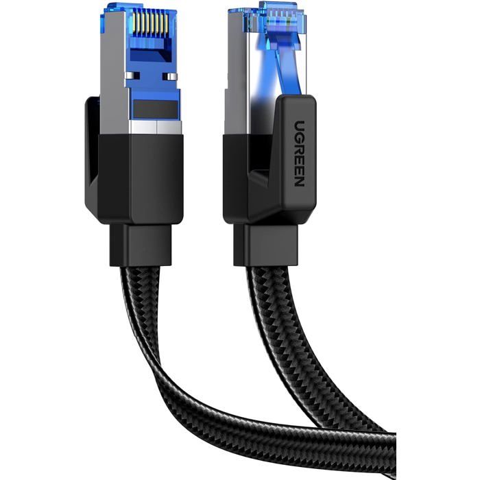 Câble Ethernet plat Cat 8 - SWAPY - 40 Gbps - 2000 MHz - Nylon tressé ...