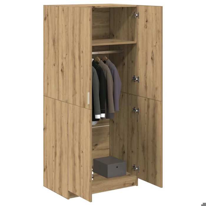 Brun Garde-robe JILLS Armoire penderie Pour chambre chêne artisanal 80x52x180 cm bois dingénierie LV1610
