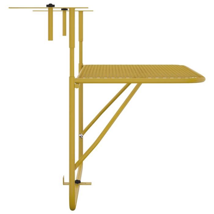 Table de balcon pliable - WIENS - 60x40 cm - Acier - Doré - Résistant aux intempéries - Design en maille